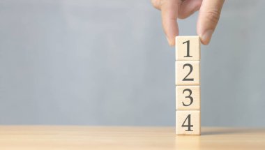 Herhangi bir etkinliğin yönetim konsepti görevlerin önceliğini belirler Yapılacak işleri düzenleyin. 1, 2, 3 ve 4 numaralı tahtadan küpler.