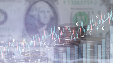 Para, dolar para kartları ve finansal ve bankacılık kavramları için iş grafikleri.