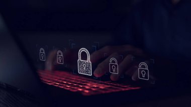 Hacker saldırılarına karşı iyi bir koruma Data koruması veya güvenlik duvarı siber güvenlik kavramı