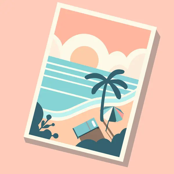 Yaz tatilinin kartpostalları sahilde ve ağaçlarda