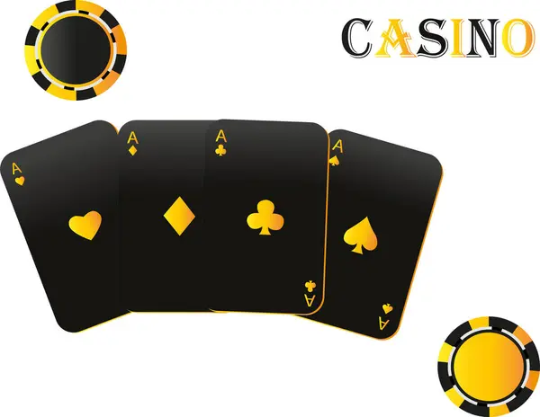 Poker kartları ve fişler altın