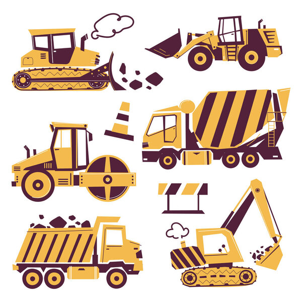 Vector poster with construction equipment.