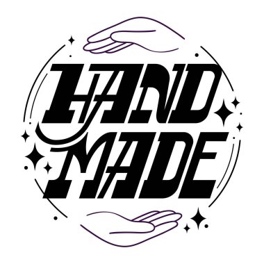 Hand made. Hand-drawn lettering. Stylish logo in retro style for your product, shop, etc.