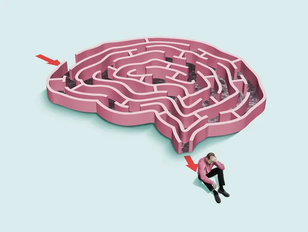 Anatomy Human Brain Mental Problems Solution Art Collage — Stock Photo, Image