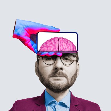 Yeni çalışanlar için IQ testi. Sanat kolajı.
