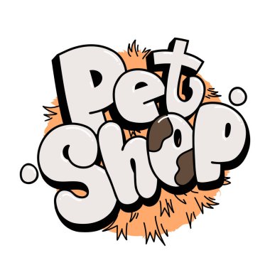 Vektör hayvan dükkanı logosu konsepti. Beyaz arkaplana izole edilmiş el yazısı çizilmiş.