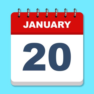 Mavi arkaplanda Ocak takvim simgesi