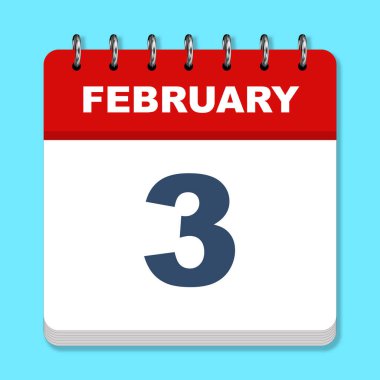 Mavi arkaplanda Şubat takvim simgesi