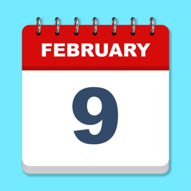 Mavi arkaplanda Şubat takvim simgesi
