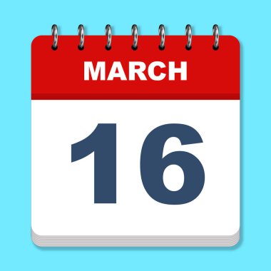 Mavi arkaplanda Mart takvim simgesi