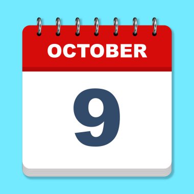 Mavi arkaplanda Ekim takvim simgesi