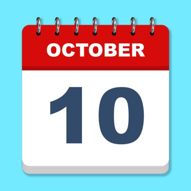 Mavi arkaplanda Ekim takvim simgesi