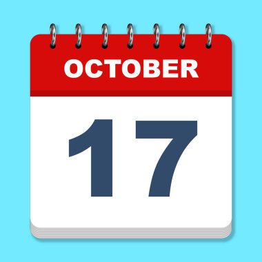 Mavi arkaplanda Ekim takvim simgesi