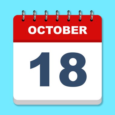 Mavi arkaplanda Ekim takvim simgesi