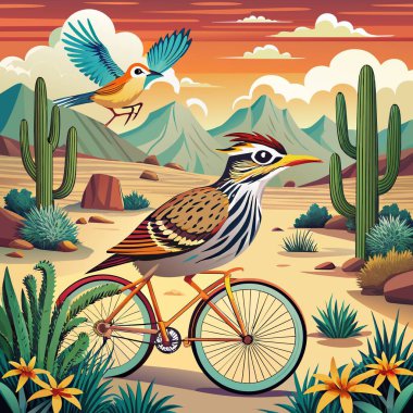 Su Warbler kuşu yok sayılıyor çöl bisikleti vektörüne gidiyor