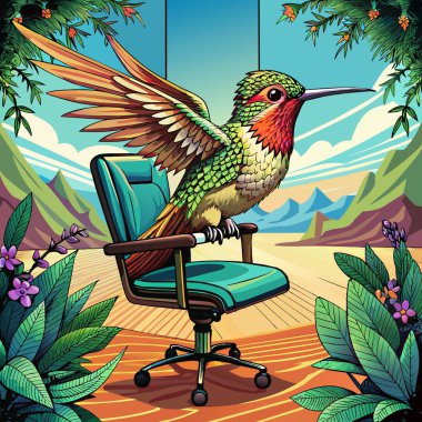 Annas Hummingbird bird repulsive lies post office chair vector clipart