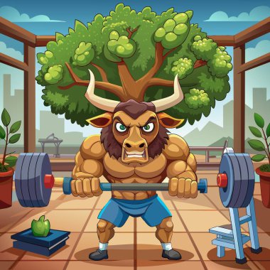 Ankole-Watusi bull panicked angry gym Tree vector clipart