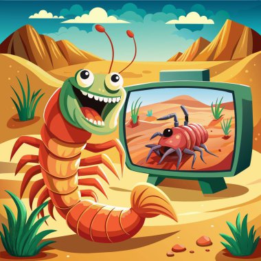 Amphipod shrimp belittled laughs desert TV vector clipart
