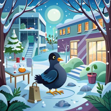 American Coot bird pathetic sits hospital Snow vector clipart