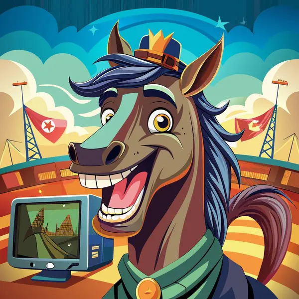 stock vector Andalusian Horse in love smiles police TV vector