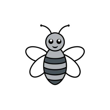 Ashy Mining Bee ikon vektör illüstrasyonunda oturuyor. Yapay zeka görüntü oluşturdu. Clipart çizgi film deisgn simgesi