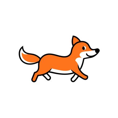 Aussiepom köpeği ikon vektör illüstrasyonunu çalıştırıyor. Yapay zeka görüntü oluşturdu. Clipart çizgi film deisgn simgesi