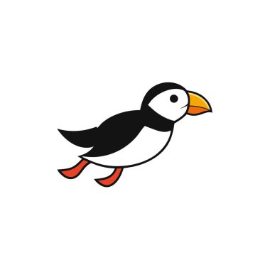 Atlantik martı kuşu ikon vektör çizimini çalıştırıyor. Yapay zeka görüntü oluşturdu. Clipart çizgi film deisgn simgesi