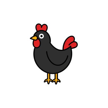 Australorp Chicken kalıcı ikon vektör çizimi. Yapay zeka görüntü oluşturdu. Clipart çizgi film deisgn simgesi