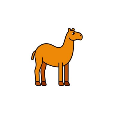 Bactrian Camel ikon vektör çizimi. Yapay zeka görüntü oluşturdu. Clipart çizgi film deisgn simgesi