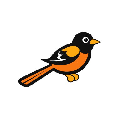 Baltimore Oriole kuş canlandırması ikon vektör illüstrasyonu. Yapay zeka görüntü oluşturdu. Clipart çizgi film deisgn simgesi
