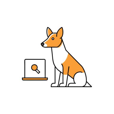 Basenji Dog dans ikonu vektör illüstrasyonu. Yapay zeka görüntü oluşturdu. Clipart çizgi film deisgn simgesi