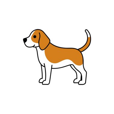 Beagle dog ikon vektör çizimine güler. Yapay zeka görüntü oluşturdu. Clipart çizgi film deisgn simgesi