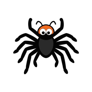 Siyah Tarantula örümceği ikon vektör illüstrasyonunda yürüyor. Yapay zeka görüntü oluşturdu. Clipart çizgi film deisgn simgesi