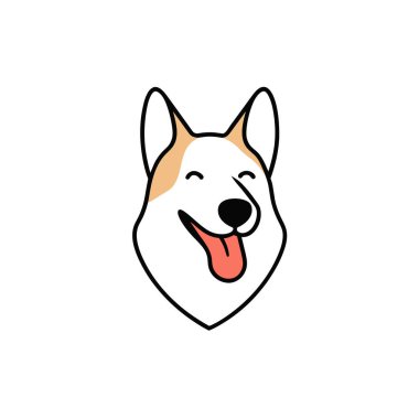 Canaan Dog ikon vektör çizimine gülüyor. Yapay zeka görüntü oluşturdu. Clipart çizgi film deisgn simgesi