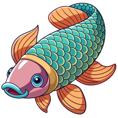 Arapaima dev balık vektör kawaii kalır. Yapay zeka görüntü oluşturdu. Clipart çizgi film deisgn simgesi