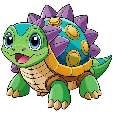 Archelon Kaplumbağası, Kawaii vektörü. Yapay zeka görüntü oluşturdu. Clipart çizgi film deisgn simgesi