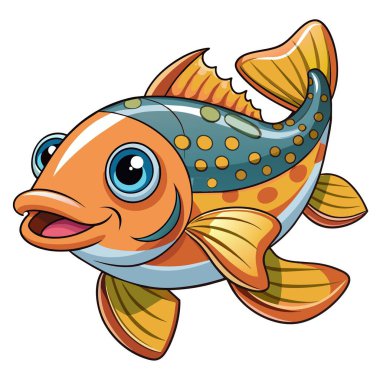 Arctic Char balığı vektör kawaii oynuyor. Yapay zeka görüntü oluşturdu. Clipart çizgi film deisgn simgesi