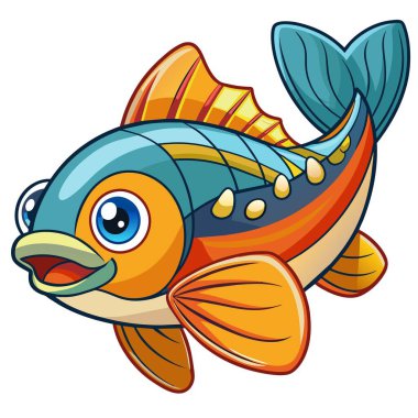 Arctic Char balığı vektör kawaii 'de duruyor. Yapay zeka görüntü oluşturdu. Clipart çizgi film deisgn simgesi