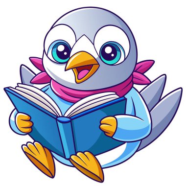 Arctic Tern kuş okuma vektörü Kawaii. Yapay zeka görüntü oluşturdu. Clipart çizgi film deisgn simgesi