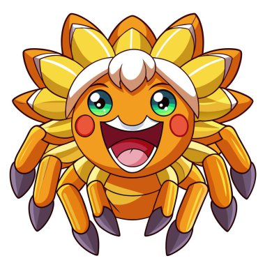 Arizona Blonde Tarantula, Kawaii vektörüne gülüyor. Yapay zeka görüntü oluşturdu. Clipart çizgi film deisgn simgesi