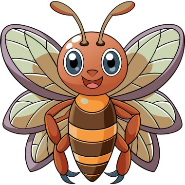 Ascalaphidae böceği Kawaii vektörünü öğrenir. Yapay zeka görüntü oluşturdu. Clipart çizgi film deisgn simgesi