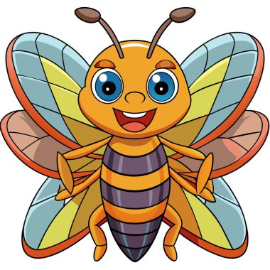 Ascalaphidae böceği Kawaii vektöründe uyur. Yapay zeka görüntü oluşturdu. Clipart çizgi film deisgn simgesi