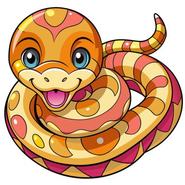 Axanthic Ball Python gülümseme vektörü Kawaii. Yapay zeka görüntü oluşturdu. Clipart çizgi film deisgn simgesi