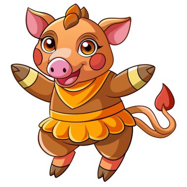 Babirusa Domuz dans vektörü Kawaii. Yapay zeka görüntü oluşturdu. Clipart çizgi film deisgn simgesi