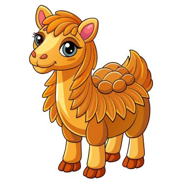 Bactrian Camel vektör kawaii oynuyor. Yapay zeka görüntü oluşturdu. Clipart çizgi film deisgn simgesi