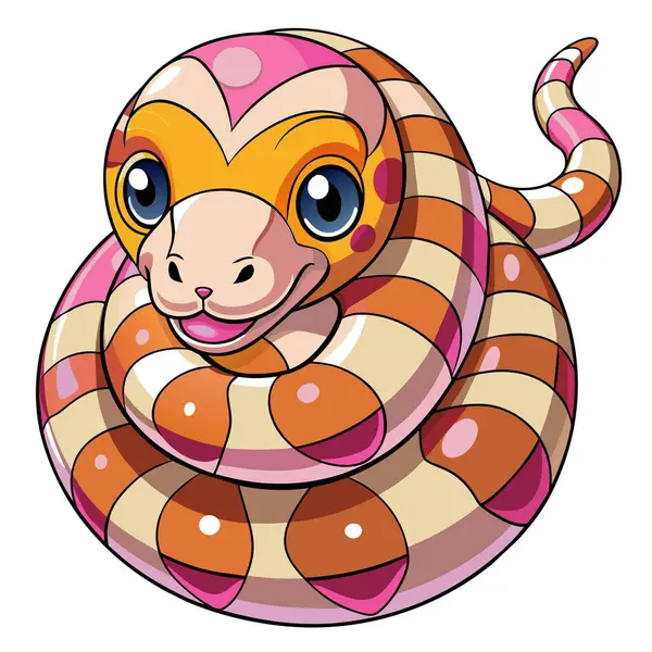 Axanthic Ball Python vektör kawaii konuşuyor. Yapay zeka görüntü oluşturdu. Clipart çizgi film deisgn simgesi