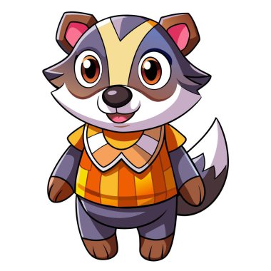 Badger vektör kawaii kal. Yapay zeka görüntü oluşturdu. Clipart çizgi film deisgn simgesi