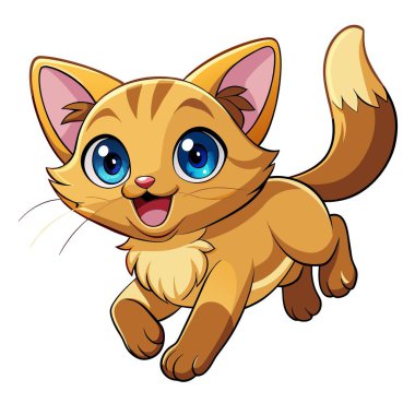 Balili kedi Kawaii vektörünü atlamış. Yapay zeka görüntü oluşturdu. Clipart çizgi film deisgn simgesi