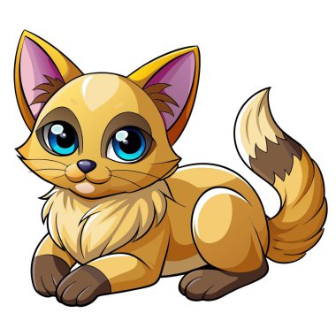 Balili kedi vektör kawaii 'de yatıyor. Yapay zeka görüntü oluşturdu. Clipart çizgi film deisgn simgesi