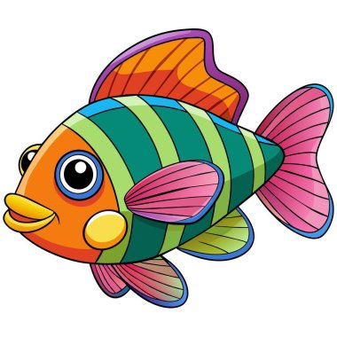 Ballan Wrasse balığı vektör kawaii 'ye benziyor. Yapay zeka görüntü oluşturdu. Clipart çizgi film deisgn simgesi